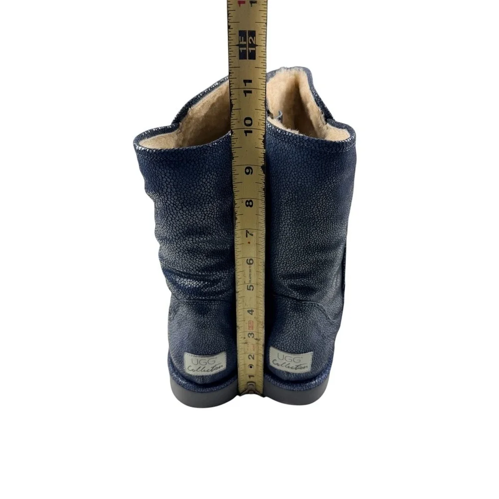 UGG Collection Abree Short Stingray Boots Women 11 Blue Shearling Italy 1009206
